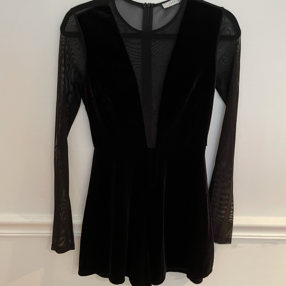 Blk sheer/velvet romper
